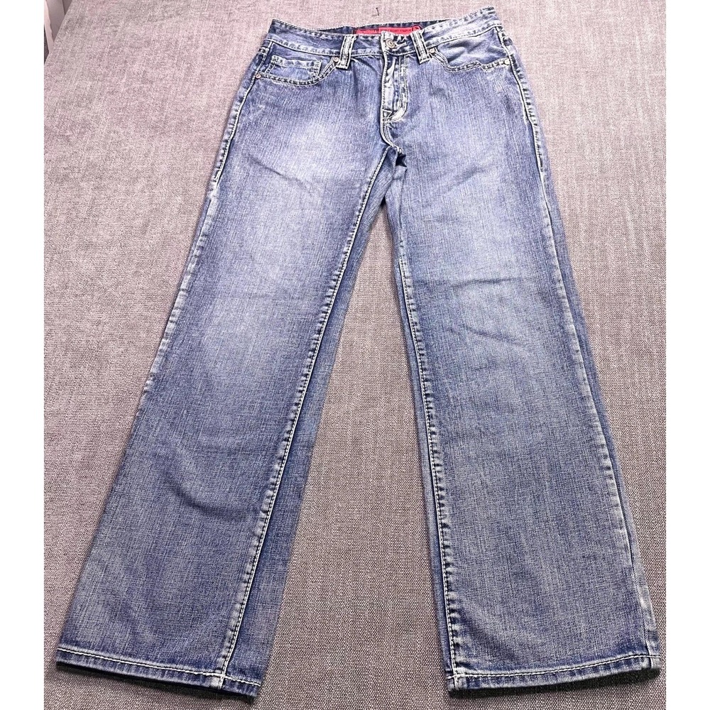 Rock & Roll Cowboy Double Barrel Relaxed Straight Jeans Mens 31x32 Blue Denim